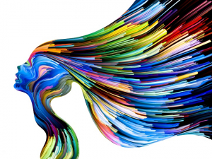 عکس با کیفیت نقاشی صورت با رگه های رنگی